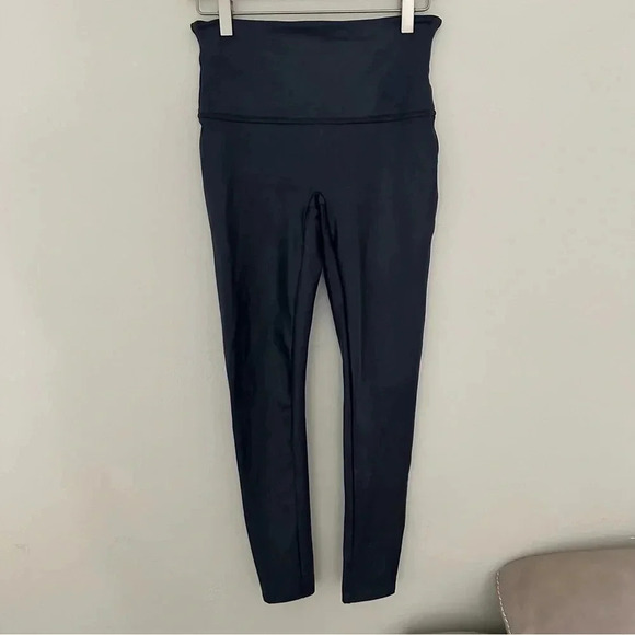 SPANX Pants - SPANX Faux Leather Navy Leggings Size Medium